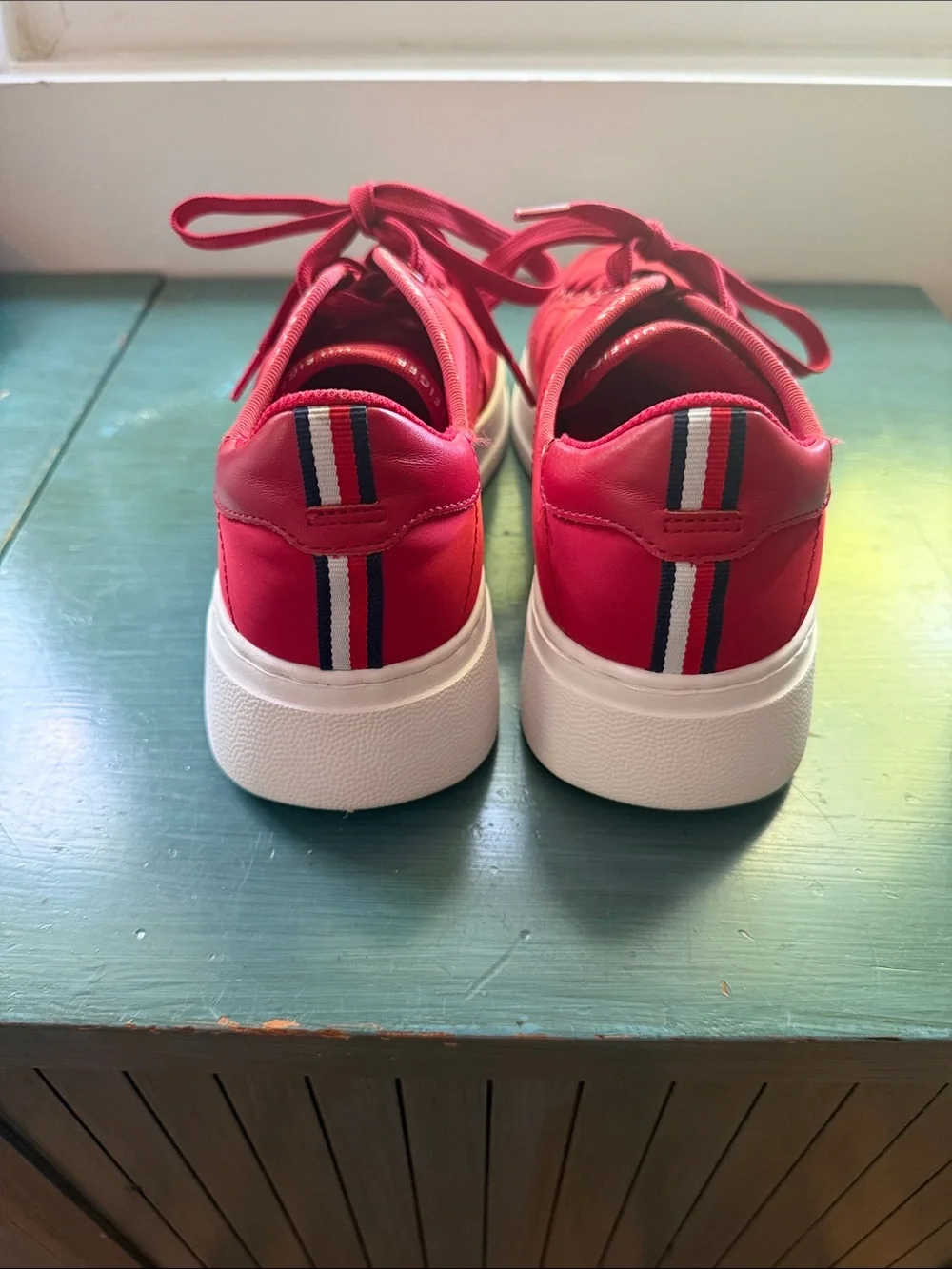 Tommy Hilfiger Red Lace-Up Platform Sneakers